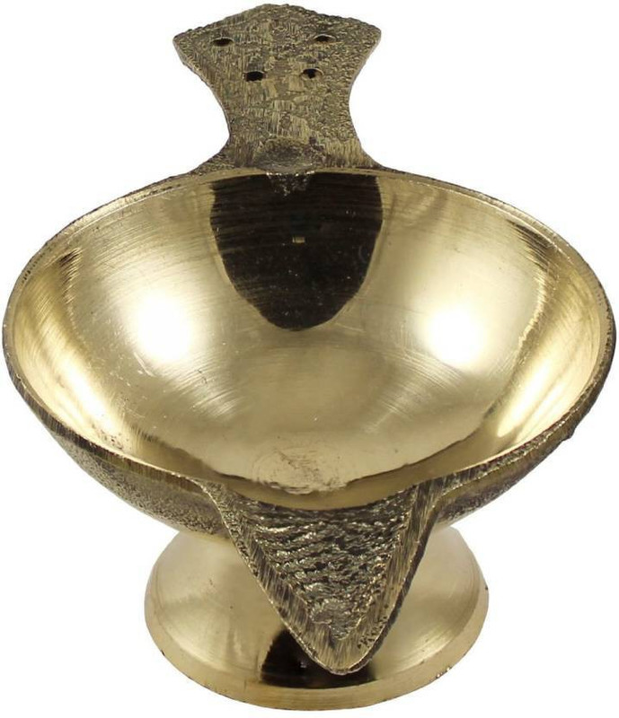 besnik arts Handmade Indian Brass Oil Lamp - Diya Lamp Engraved Design Brass Table Diya Set(Height: 2 inch)