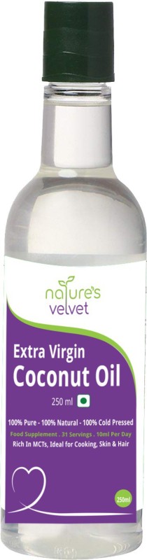 Natures Velvet Lifecare Virgin Coconut Oil 250ml for Cooking & Skin,Hair Care With Rich MCTs - pack of 1 Coconut Oil Plastic Bottle(250 ml)