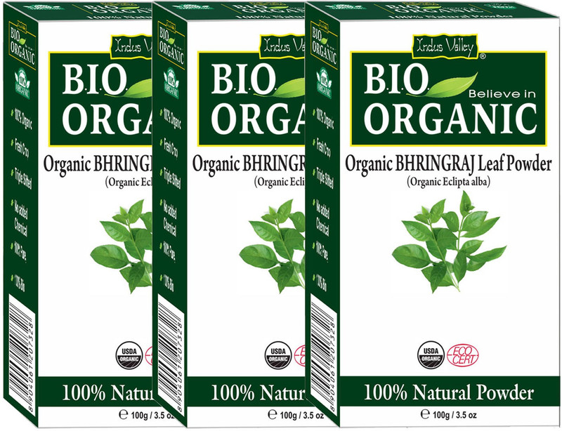 Indus Valley Bio Organic Natural Bhringraj Powder - Triple Pack(300 g)