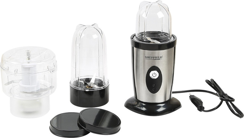 Sheffield Classic SH-1052, Nutri Blender, Mixer Grinder, Chopper SH-1052 350 W Mixer Grinder(Front SS Metalic, Black, 3 Jars)