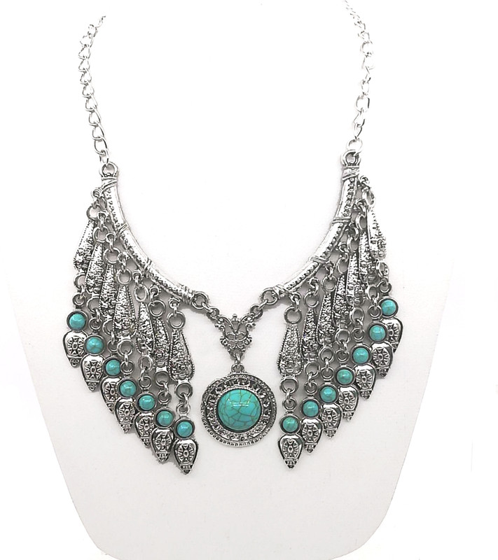reyaz collections Reyaz Collections Earrings Turquoise, Crystal Sterling Silver Plated Alloy Necklace