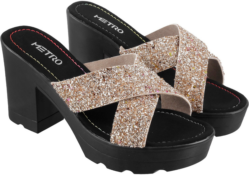 Buy Metro Women Gold Heels Online at desertcartUAE