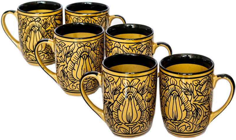 clayart9 Mughal Art Brown Tea Set Ceramic(Brown, Pack of 6)