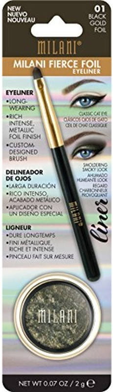 Milani Fierce Foil Eyeliner, Black Gold Foil, 0.07 Ounce 14.5 g(Black)