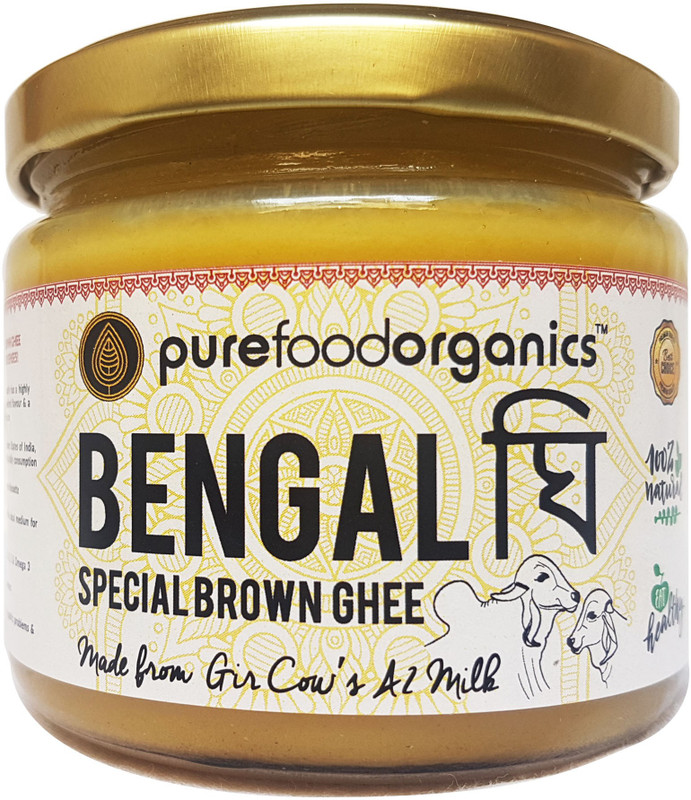 PureFoodOrganics Bengal Special Brown Ghee - 250ml - Made from Gir Cow's A2 Milk (Traditional Hand-churned, Vedic Bilona) 250 ml Glass Bottle PureFoodOrganics Bengal Special Brown Ghee - 250ml - Made from Gir Cow's A2 Milk (Traditional Hand-churned, Vedic Bilona) 250 ml Glass Bottle