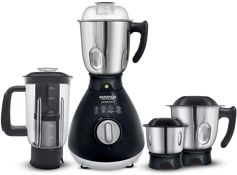 Maharaja Whiteline 10010 POWERCLICK+ 750 w Mixer Grinder(Black, 4 Jars)