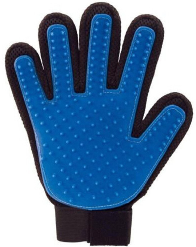 BASIL Five Finger De-shedding Gloves for Dogs & Cats Grooming Gloves for Dog(Blue, Fits All)