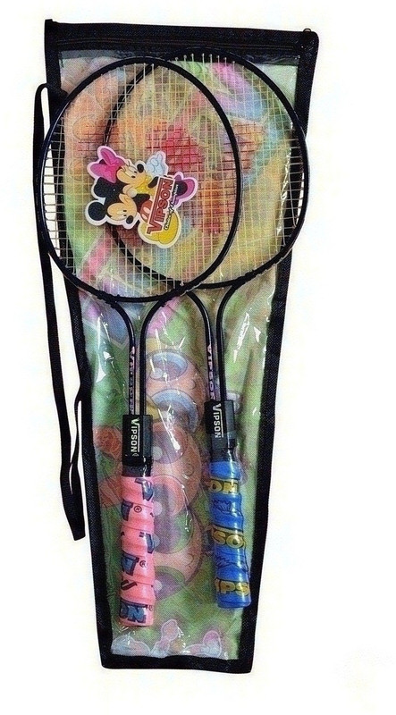 vipson New Double Rod Light Weight Badminton Racquet set of 2 For Kids 3 To 8 Years Multicolor Strung Badminton Racquet(Pack of: 2, 350 g)