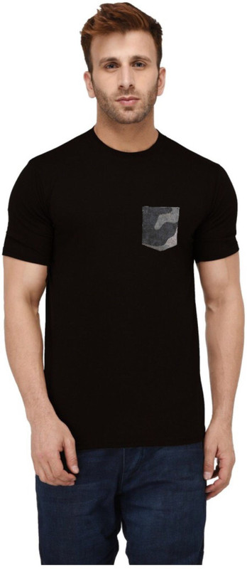 xenon group Military Camouflage Men Round Neck Black T-Shirt