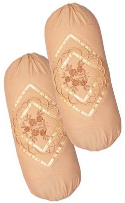 igi Embroidered Bolsters Cover(Pack of 2, 82*40, Beige)