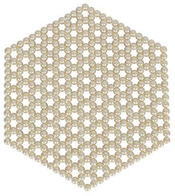 sushman Off White Festival Handmade Decorative Pearl/Moti Table Placemat (13 cm x 13 cm x 0.6 cm, Off-White) - 200 g