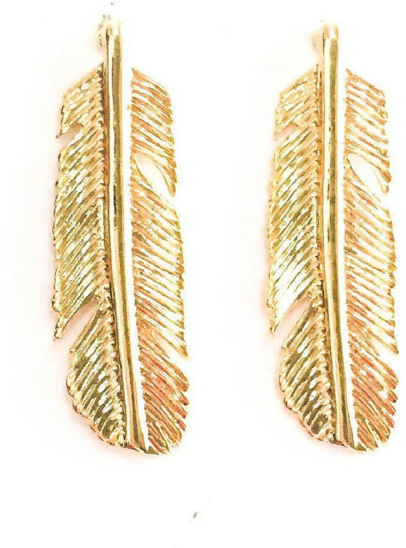 shre jewellery Golden leaf shape earrings Copper Drops & Danglers