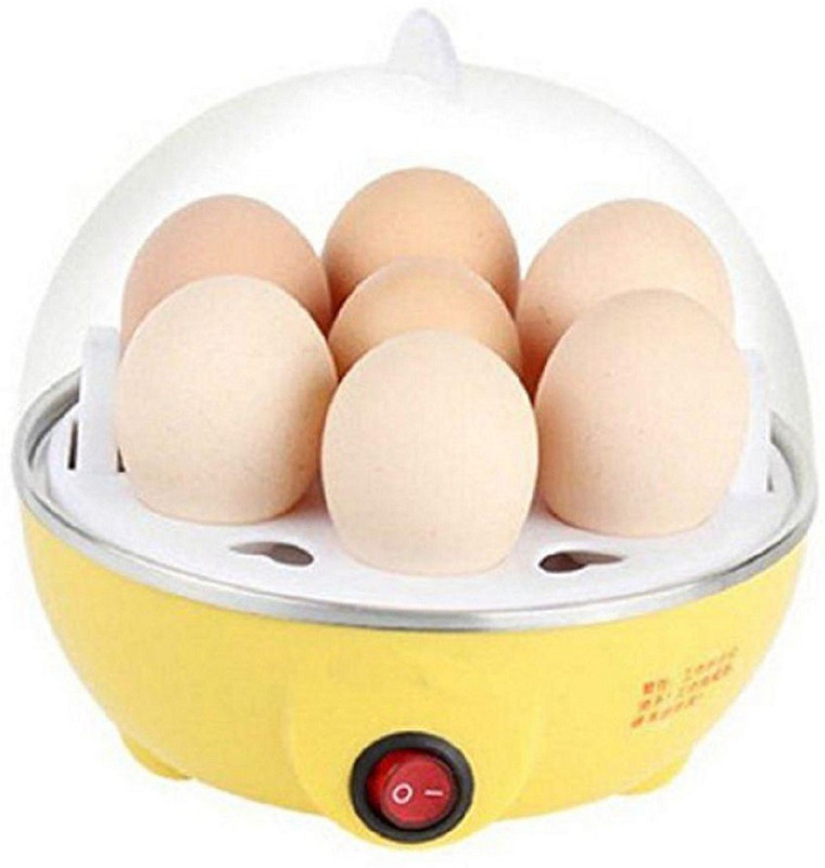 A-man Traders Plastic and Stainless Steel 7 Egg Boiler with Tray 7 Egg Boiler Cooker Egg Cooker(Yellow, 7 Eggs)