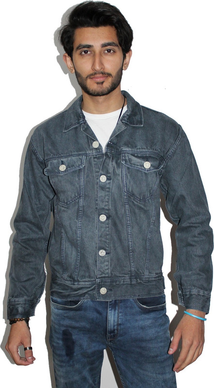 full sleeve solid men's denim jacket