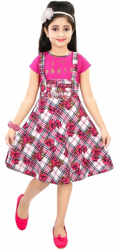 A-Z dress Girls Midi/Knee Length Party Dress(Pink, Half Sleeve)