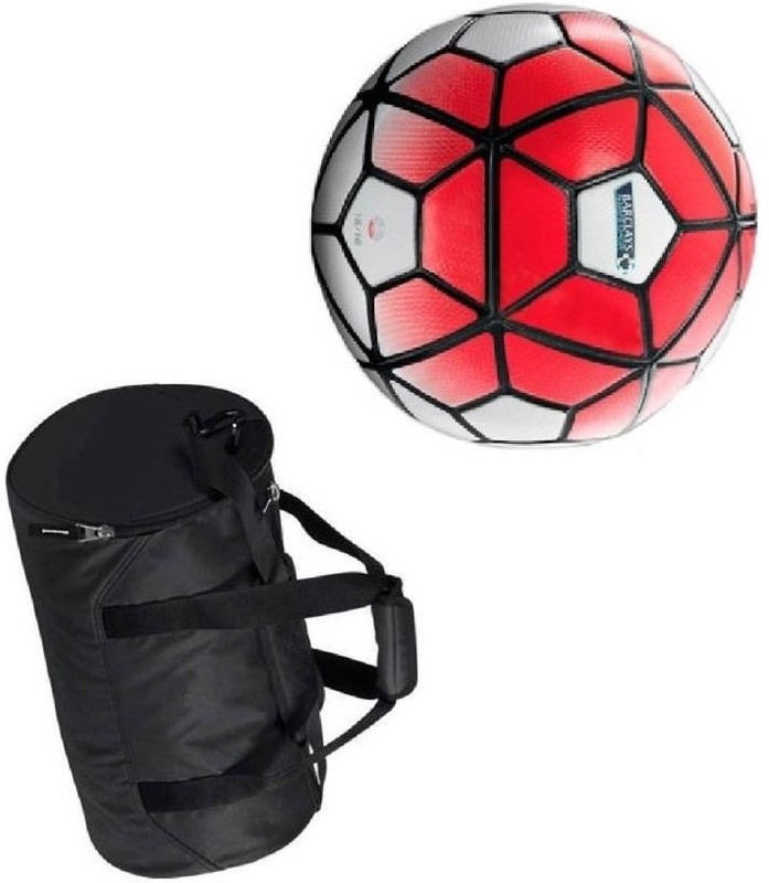 skyward Red Barclays Football (Size-5) with Gym Duffle Bag Football Kit