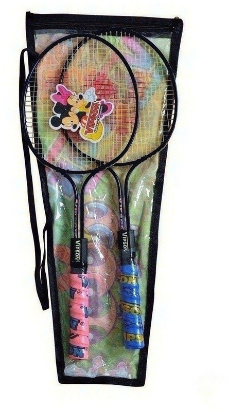 vipson Kids Double Rod Light Weight Badminton Racquet set of 2 For Kids 3 To 8 Years Multicolor Strung Badminton Racquet(Pack of: 2, 350 g)