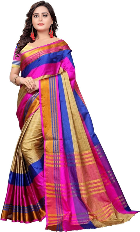 parth sarees Solid Fashion Tussar Silk Saree(Multicolor)
