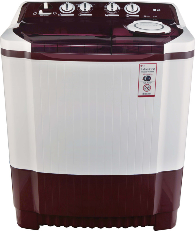 LG 8 kg Semi Automatic Top Load White, Maroon(P9042R3SM)