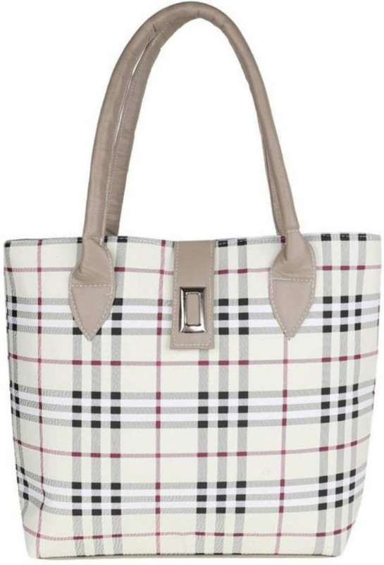 onland hand held bag (WHITE CHECK) Shoulder Bag(White, 10 L)