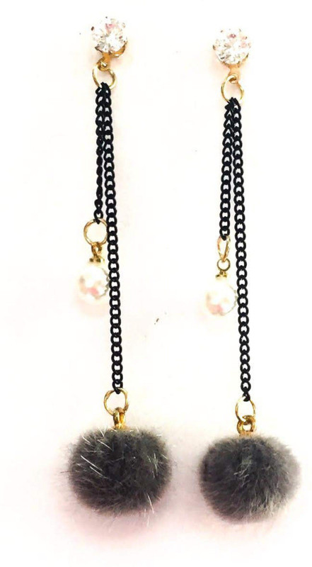 shre jewellery Designer stone pearl and grey balls hanging earrings Copper Drops & Danglers