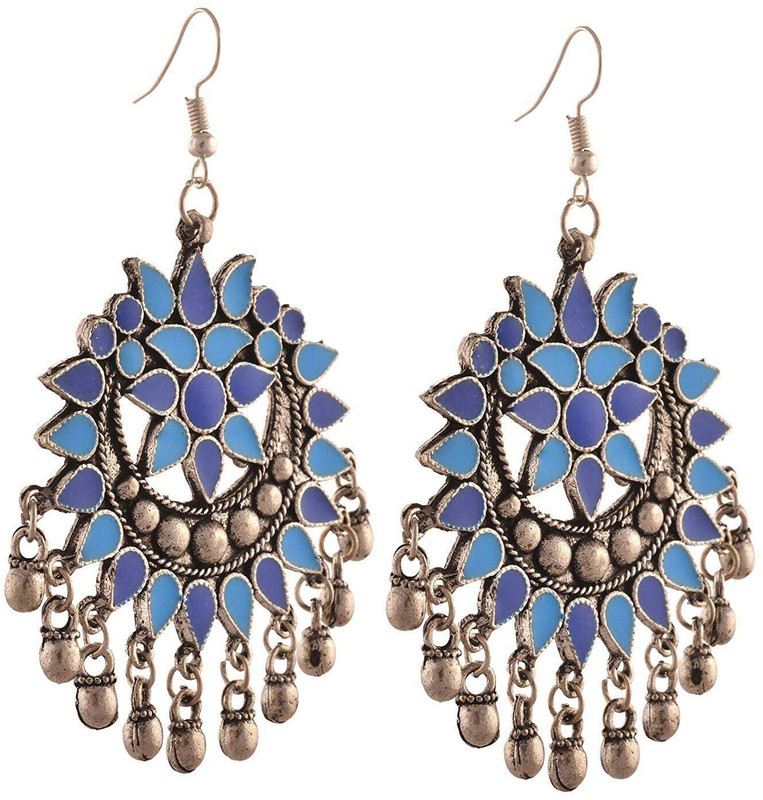 nissan handicraft tassel Beryl Silver Jhumki Earring