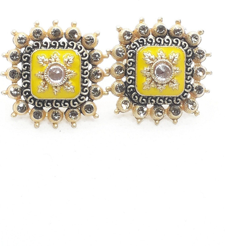 entice villa Golden Stud Earrings Metal Stud Earring