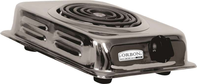 Orbon 1250 Watt Rectangular Silver Chrome G Coil Stove Hot Plate Induction Cooktop Electric Cooking Heater(1 Burner)