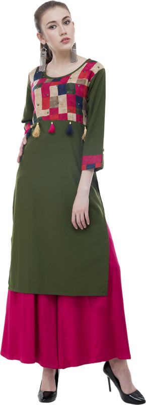 maurya Casual Solid Women Kurti(Dark Green)