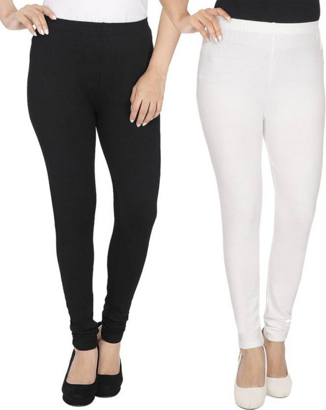 infatuation Churidar  Legging(White, Black, Solid)