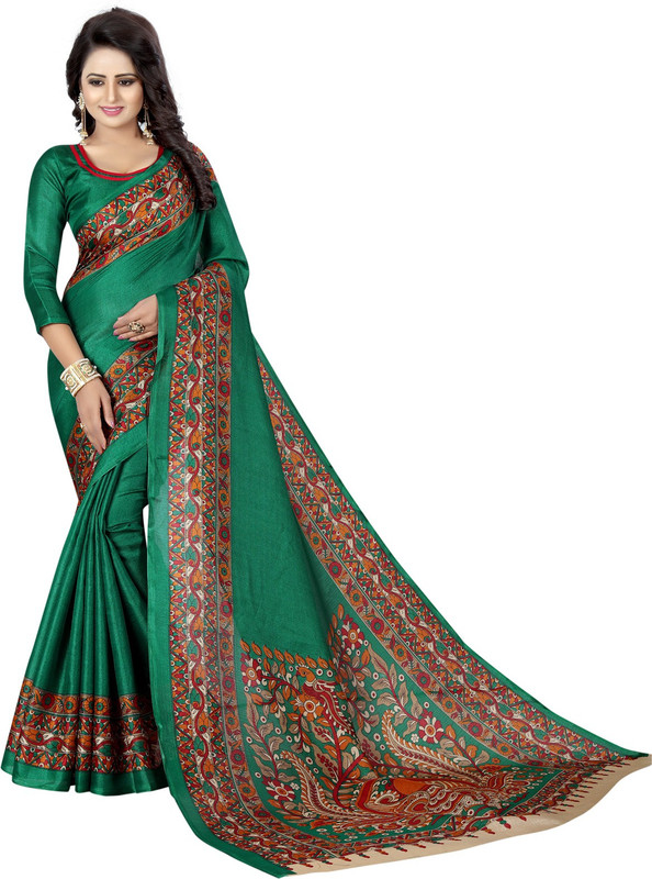 nakarani Printed Kanjivaram Art Silk Saree(Green)