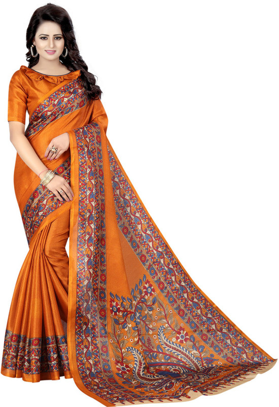 nakarani Printed Kanjivaram Art Silk Saree(Mustard)