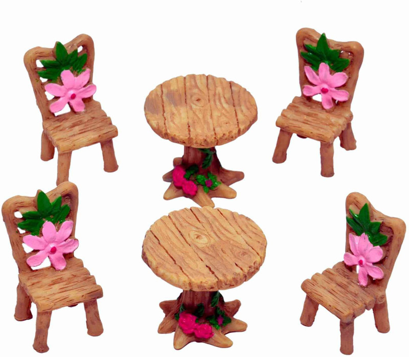 back garden nursery 2 sets miniatures of table 3*3 cm & chair 2*3.5cm each Decorative Showpiece  -  3 cm(Polyresin)