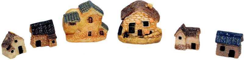back garden nursery Miniatures Combo of 2 pcs. Of House 4*3 cms. & 4 pcs. Of House 2*2 cms. Each Decorative Showpiece  -  2 cm(Polyresin, Multicolor)