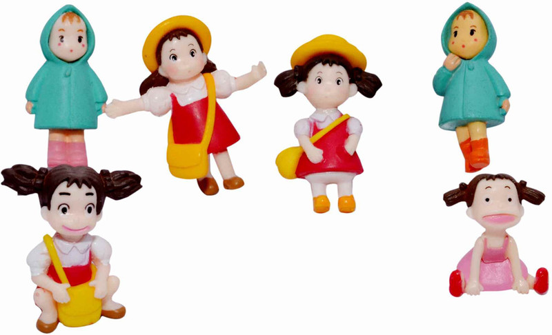 back garden nursery 6 pcs. Village fairy girls miniatures Decorative Showpiece  -  1.5 cm(Polyresin, Multicolor)