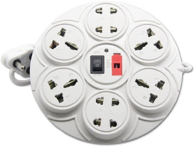 Spartan Round 8 socket extension board extension cord (White) 8 Socket Surge Protector(White)