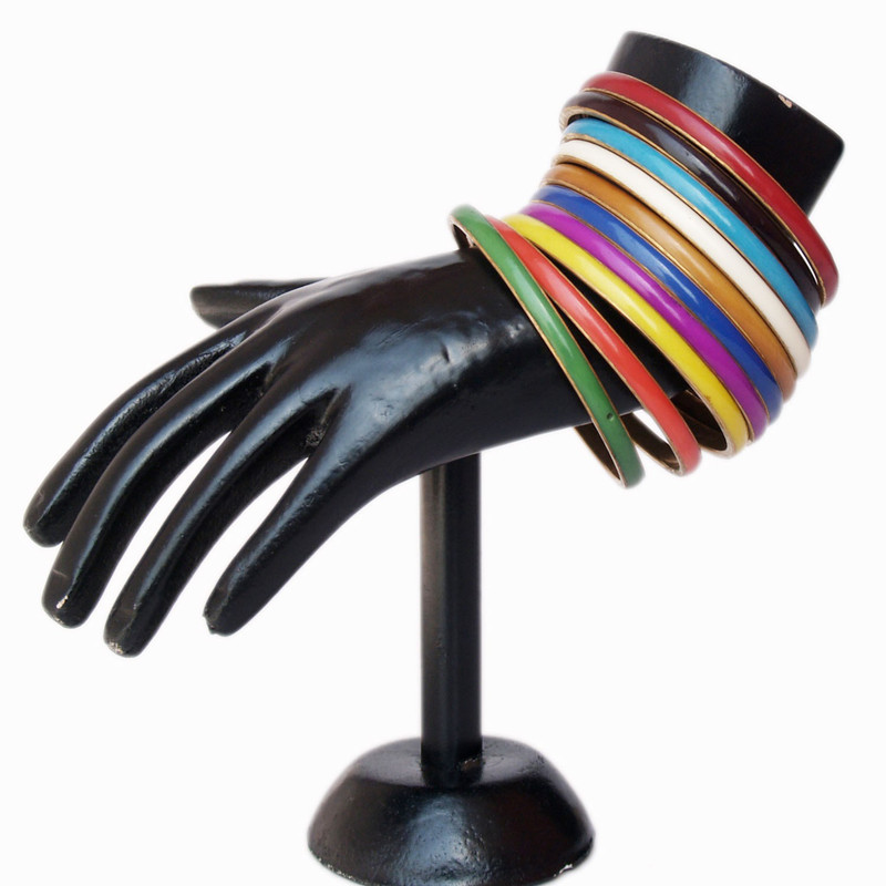 VR Designers Enamel, Brass Bangle Set(Pack of 10)