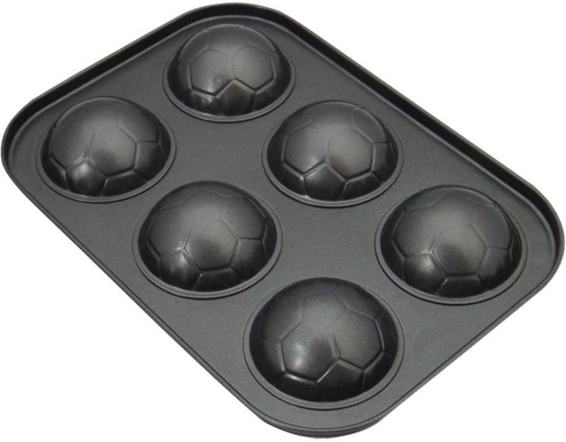 Jazz My Mobile Carbon Steel 6 Cup Football Shape Muffin Tray/Cake Mold/Baking Mold Tray (10 Inches, Black) Cup Cake Maker Cake Maker