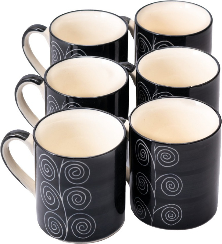 clayart9 blue ceramic tea/coffee set Ceramic(Blue, White, Pack of 6)