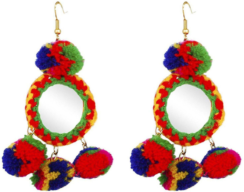 nissan handicraft tassel Beryl Silver Jhumki Earring