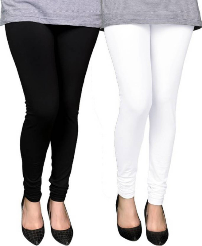 infatuation Churidar  Legging(White, Black, Solid)