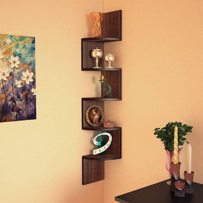 vilton Wooden Wall-shelf (Number of shelf -5) Wooden Wall Shelf(Number of Shelves - 5, Brown, Black, Red, Yellow, Pink, Silver, White, Blue, Green, Grey)