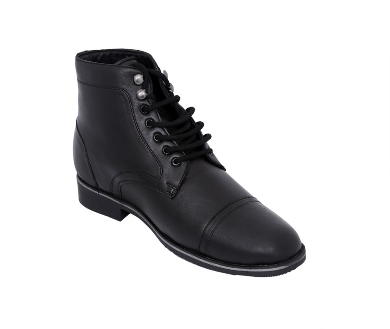 celby Sharp black boot with height hidden heel for men Lace Up For Men(Black)