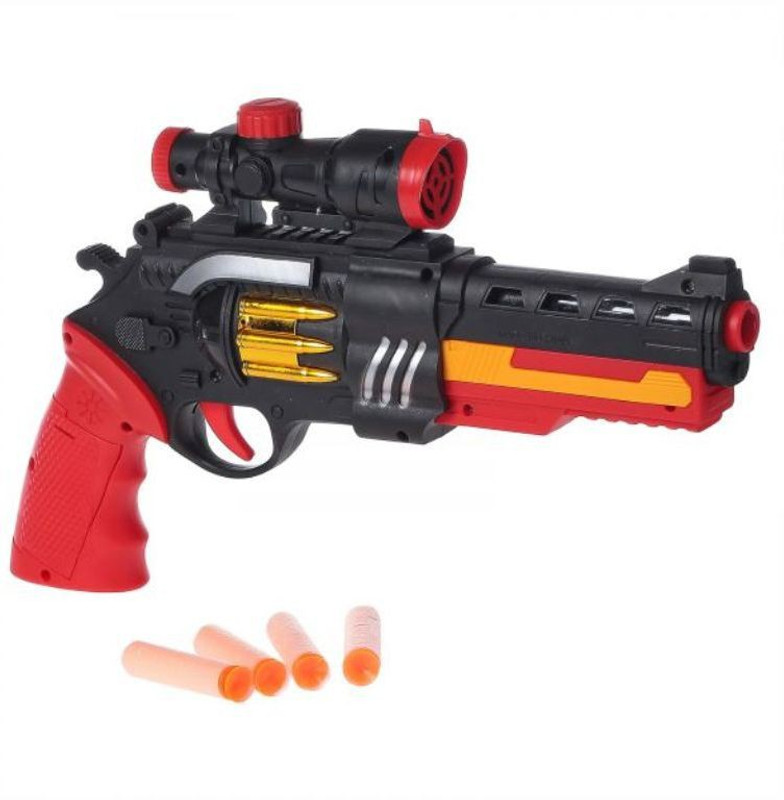 white popcorn Conqueror Gun with Long Range Firing ( with 2AA Battery )(Multicolor)
