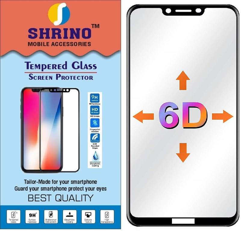 shrino Edge To Edge Tempered Glass for Shrino Honor Play Tempered Glass Screen Protector Full Glue Edge to Edge Fit 9H Hardness Bubble Free 6D for Honor Play - Black(SH-TG6Dbk-1067)(Pack of 1)