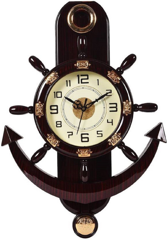 mishty Analog 12 cm X 8 cm Wall Clock(Brown, With Glass)
