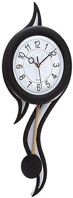 mishty Analog 18 inch X 5 inch Wall Clock(Black, With Glass)