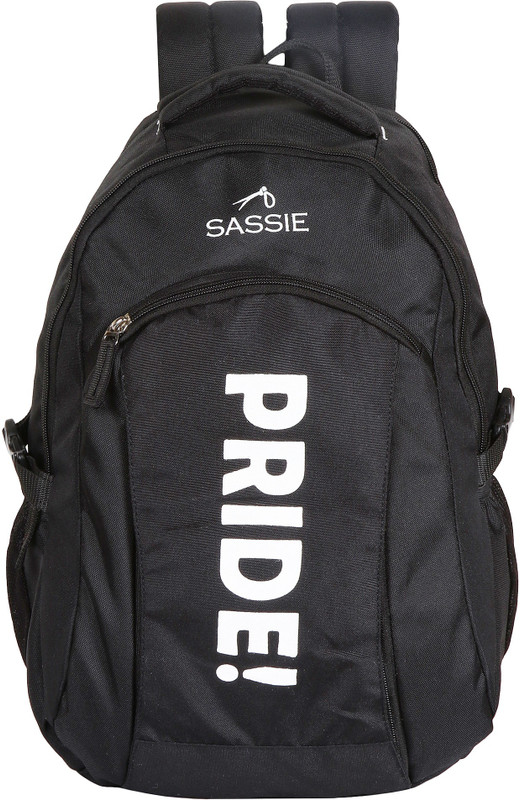sassie School Bag with 3 Large Compartments and Rain Cover, 31L (SSN-1088, Black) Waterproof School Bag(Black, 31 L)