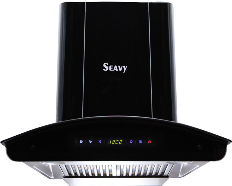 Seavy Black Titanium Steel 60 Auto Clean Wall Mounted Chimney(Black/ Glossy Finish 1200 CMH)
