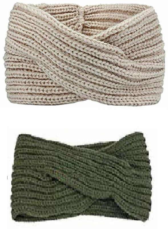 sbe 2Pcs New Woven Headbands For Winter, Women Twisted Handmade Hair Bands And Head Wrap For Hair Accessories Hair Band(Beige, Green)